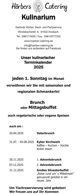 Kulinarischer Terminkalender 2020